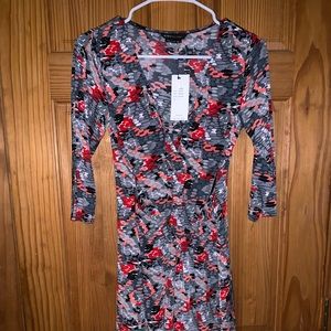 BCBG Maxazria wrap midi dress size small
